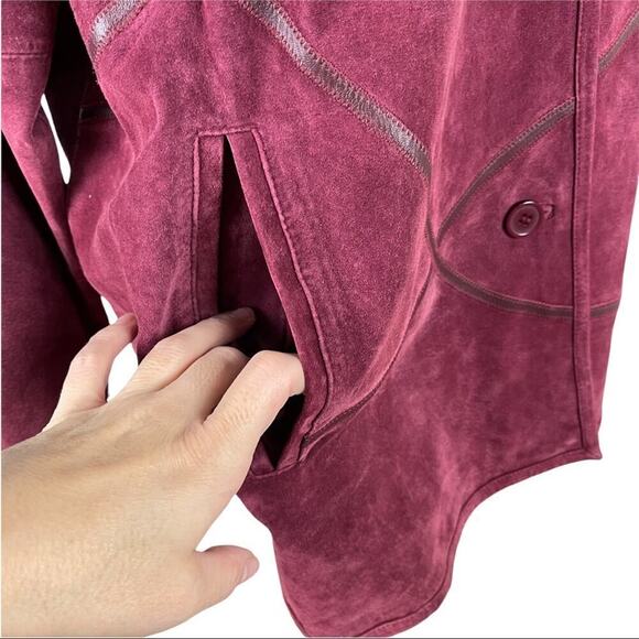 Linea by Louis Dell'Olio 100% Suede & Leather Cross Stitching Jacket Boho SZ 1X - Picture 7 of 15